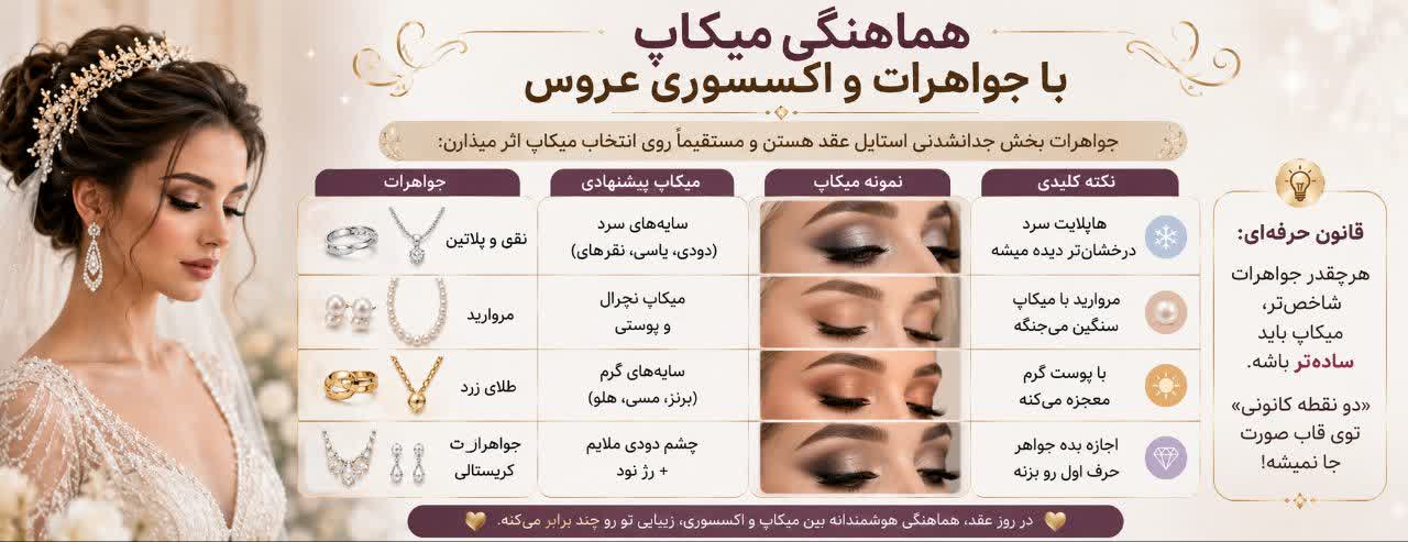 هماهنگی میکاپ با جواهرات و اکسسوری عروس هماهنگی میکاپ با جواهرات و اکسسوری عروس